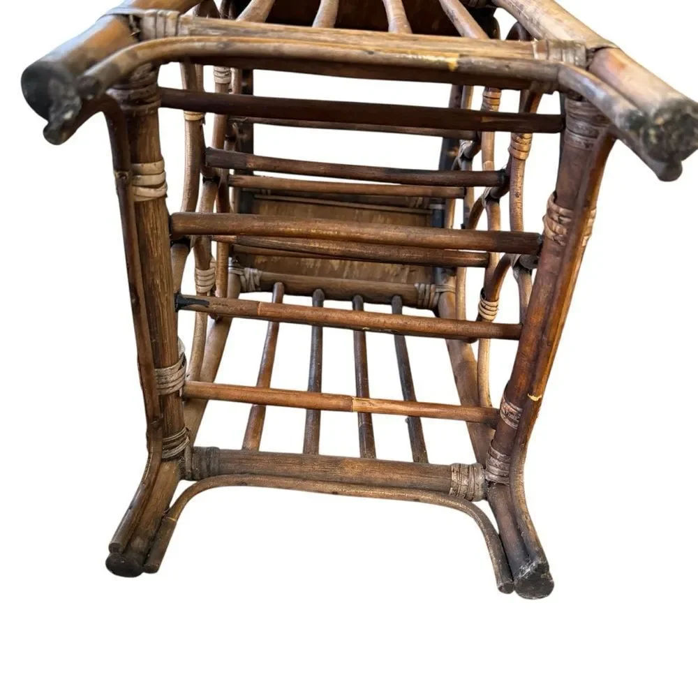 Vintage 70’s Bamboo and Rattan 6 bottle Freestanding Wine Rack